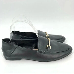 Jenn Ardor flats size 8 38.5 black faux leather horse bit convertible loafers